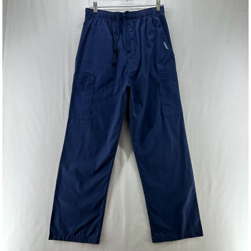 Landau Scrub Cargo Pants Men Sz S Short Elastic Waistband Pull On Workpants Blue